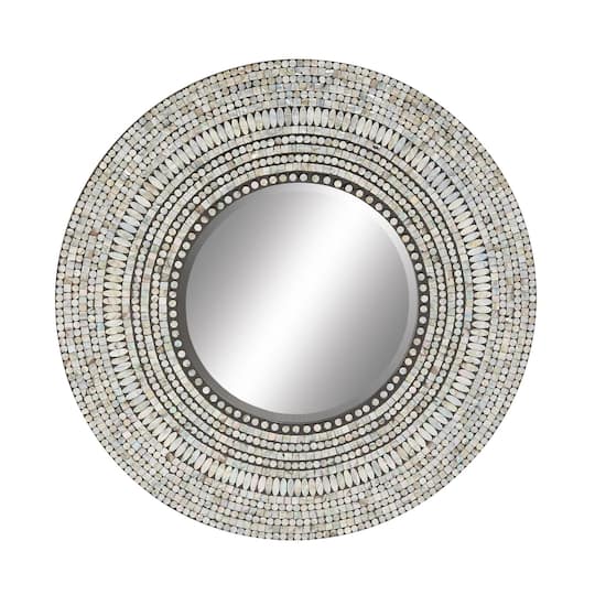 32" Blue Wood Coastal Wall Mirror